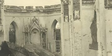 Igliaukos šventovės griuvėsiai pirmojo karo metu 1916 m.