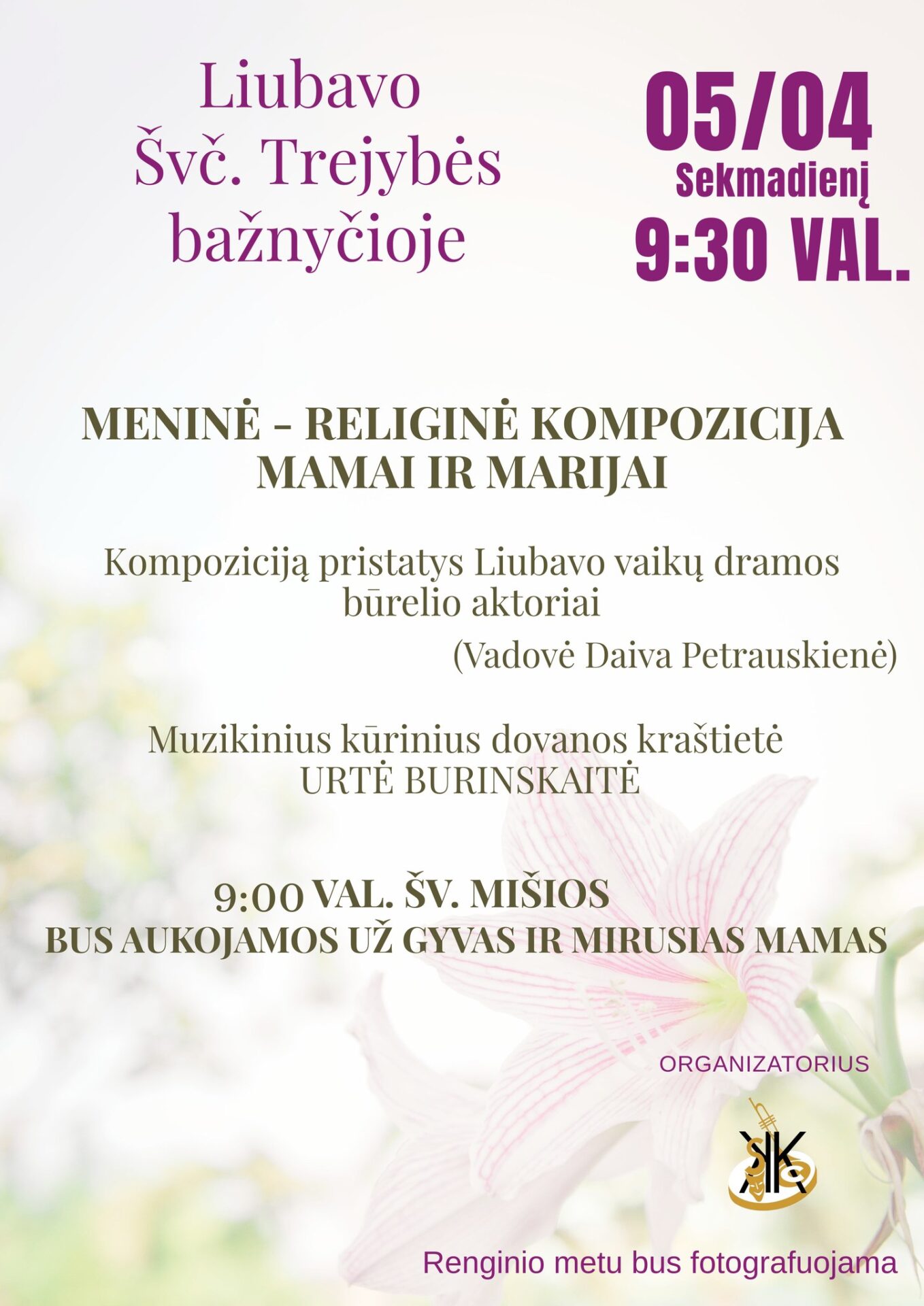Motinos dienai skirta meninė-religinė kompozicija „Mamai ir Marijai“