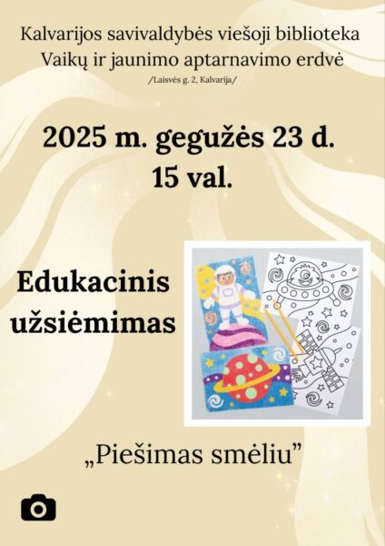 Edukacinis užsiėmimas „Piešimas smėliu“