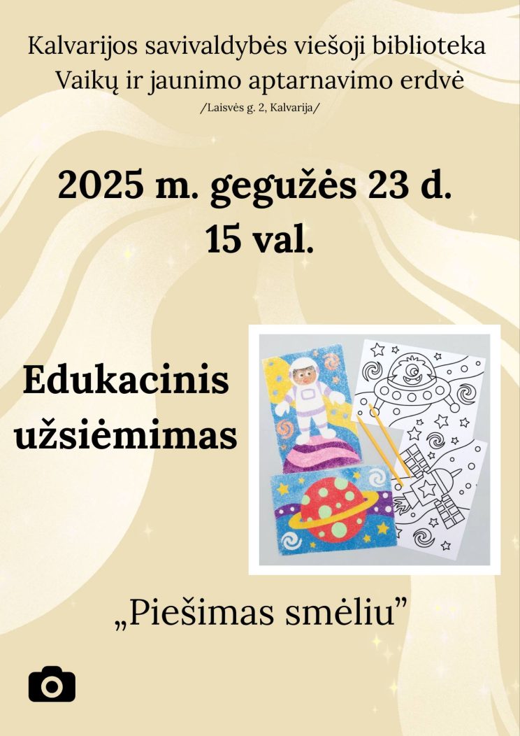 Edukacinis užsiėmimas „Piešimas smėliu“