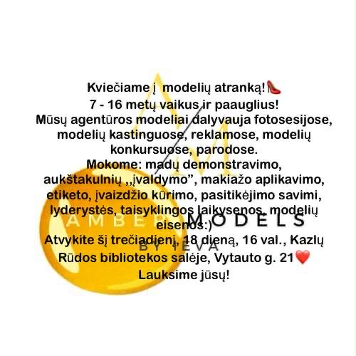 7-16 metų amžiaus vaikų modelių atranka