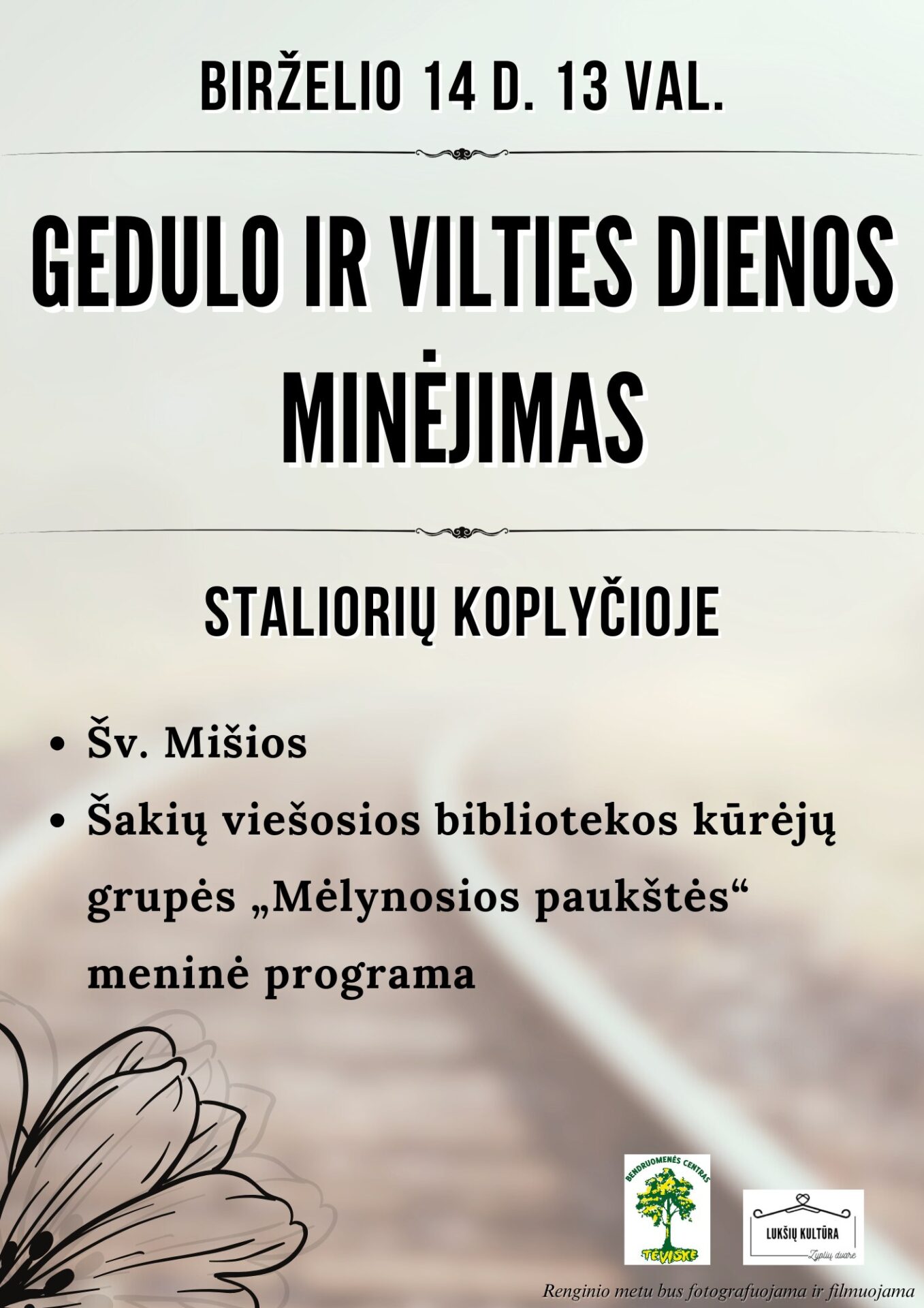 Gedulo ir vilties dienos minėjimas Staliorių koplyčioje
