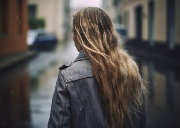 Mergina lietingą dieną