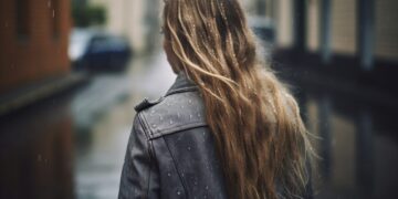 Mergina lietingą dieną