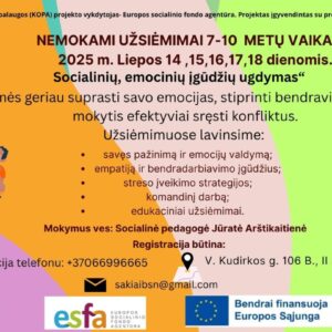 Nemokami užsiėmimai vaikams „Socialinių, emocinių įgūdžių ugdymas“