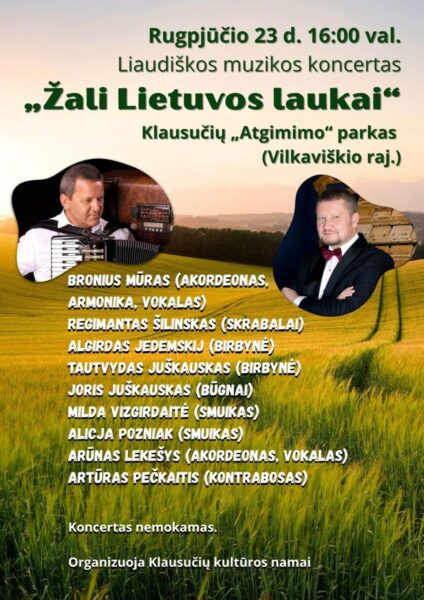 Liaudiškos muzikos koncertas „Žali Lietuvos laukai“
