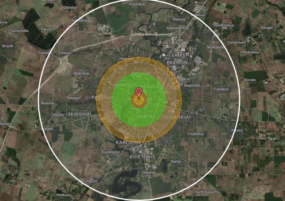Atominės bombos sprogimo žala Marijampolėje 