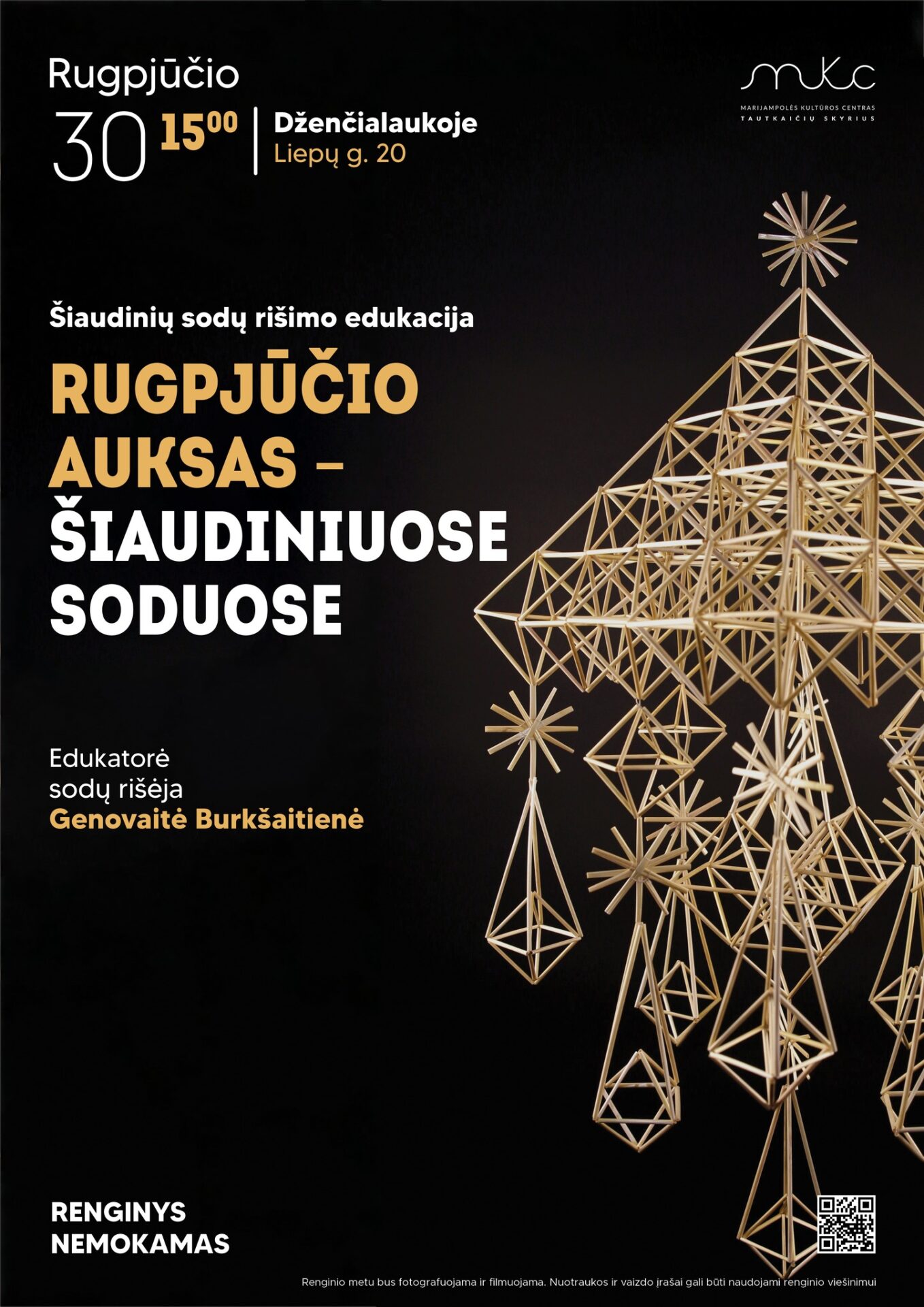 Šiaudinių sodų rišimo edukacija „Rugpjūčio auksas - šiaudiniuose soduose" | Dženčialauka