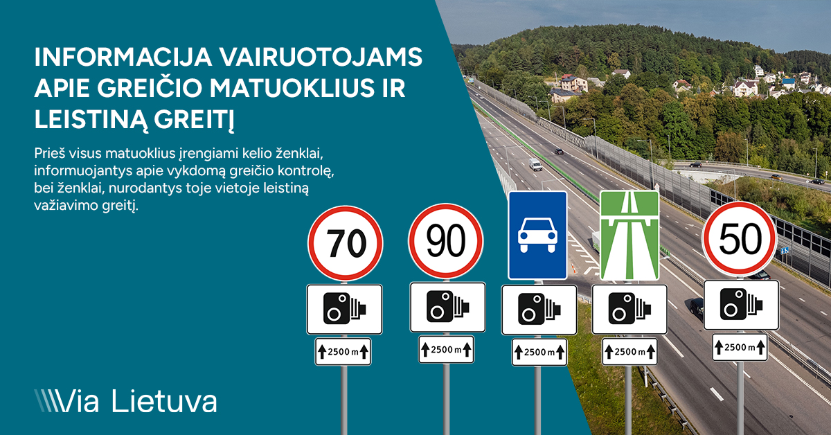 Keliuose – papildomi ženklai prie greičio matuoklių