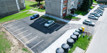 Mokolų gatvėje 63, baigti darbai, kurių metu įrengta nauja automobilių stovėjimo aikštelė