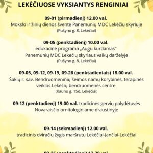 2025 m. rugsėjo renginiai Lekėčiuose