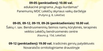2025 m. rugsėjo renginiai Lekėčiuose