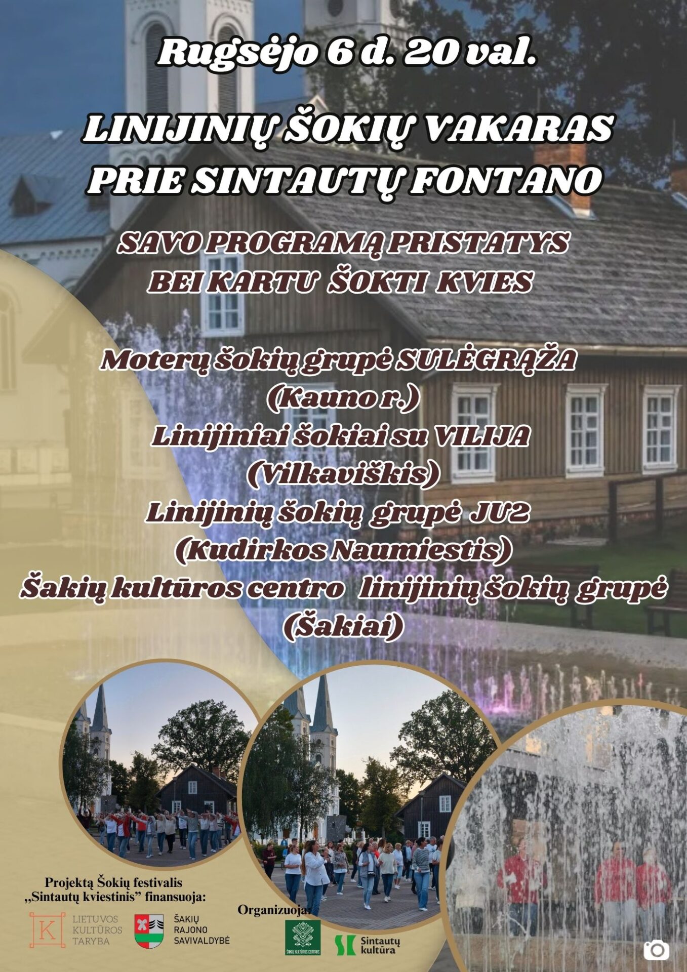 Linijinių šokių vakaras prie fontano