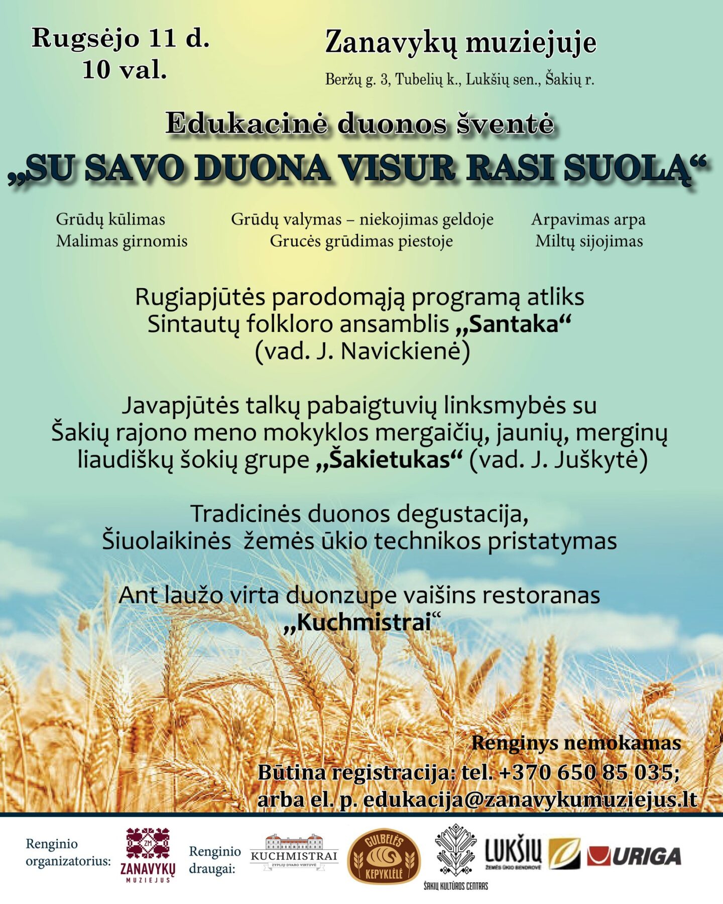 Edukacinė duonos šventė „Su savo duona visur rasi suolą“