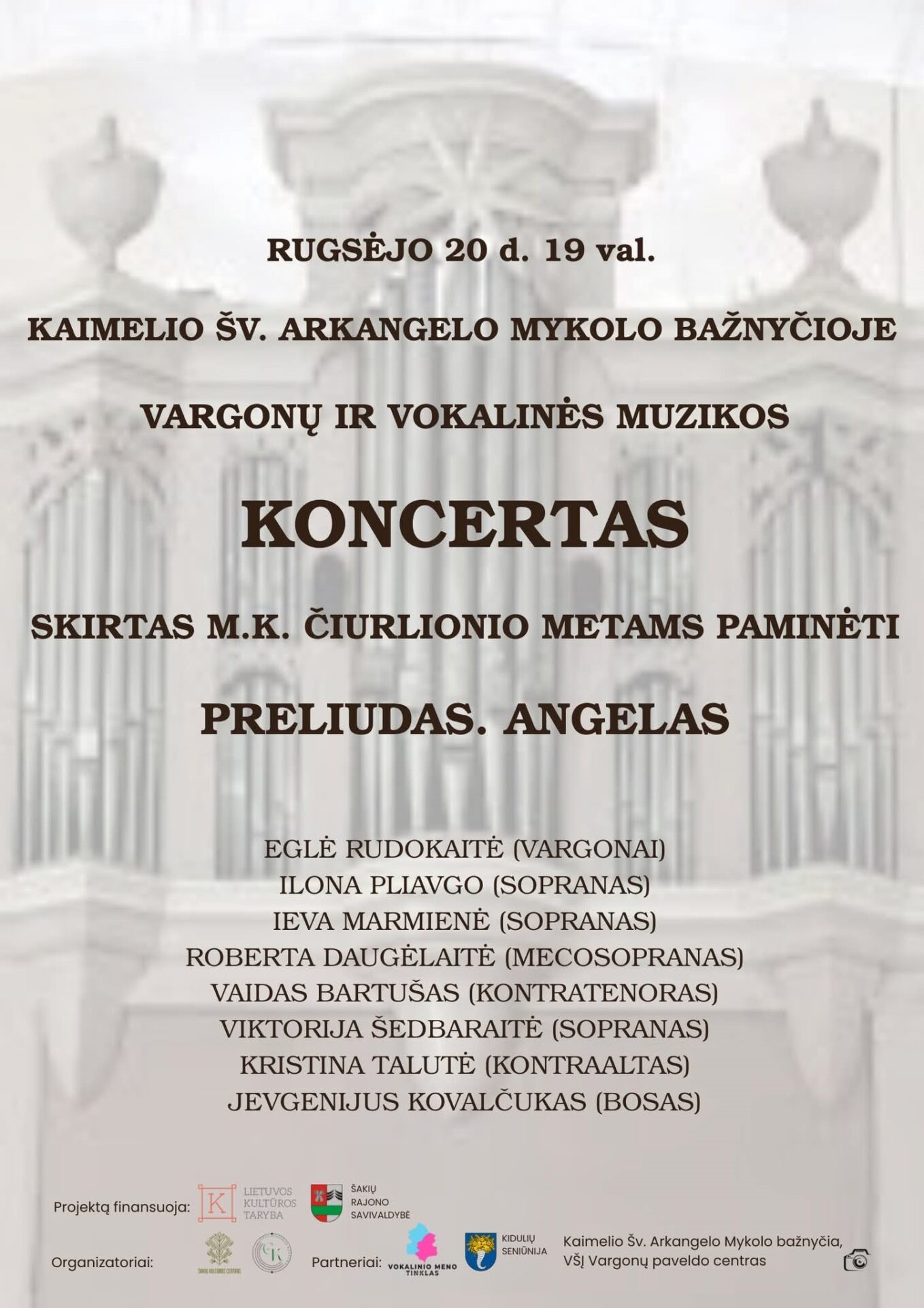 Vargonų ir vokalinės muzikos koncertas, skirtas M. K. Čiurlionio metams paminėti