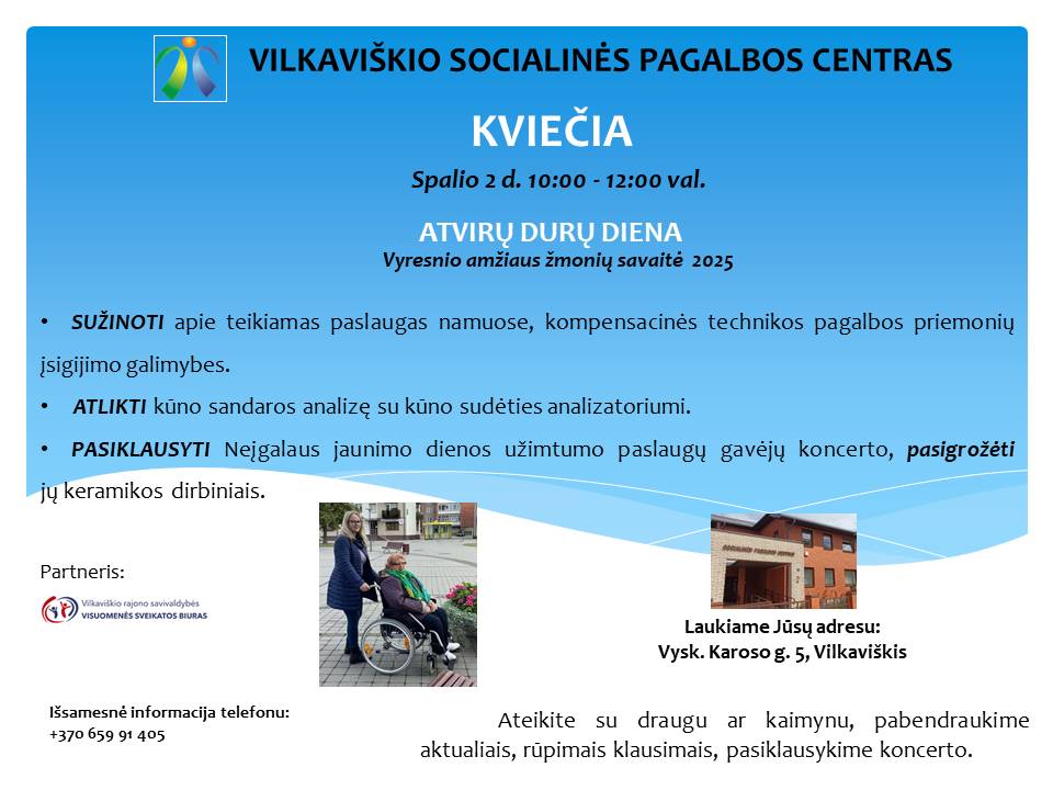 Atvirų durų diena Vilkaviškio socialinės pagalbos centre