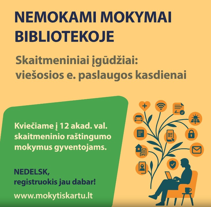 Projekto „Prisijungusi Lietuva“ skaitmeninio raštingumo mokymai „Skaitmeniniai įgūdžiai: viešosios e. paslaugos kasdienai“