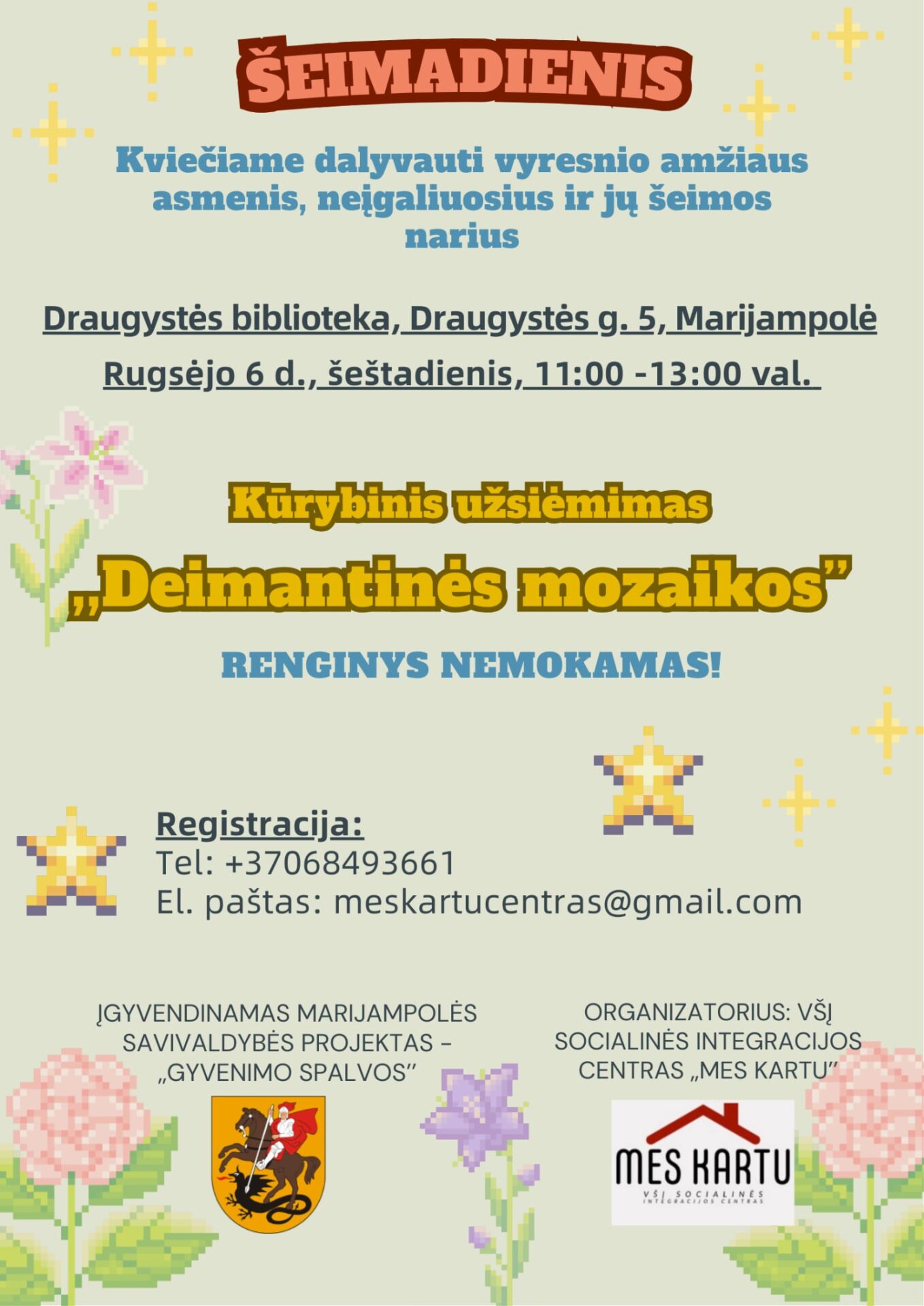 Kūrybinis užsiėmimas „Deimantinės mozaikos“