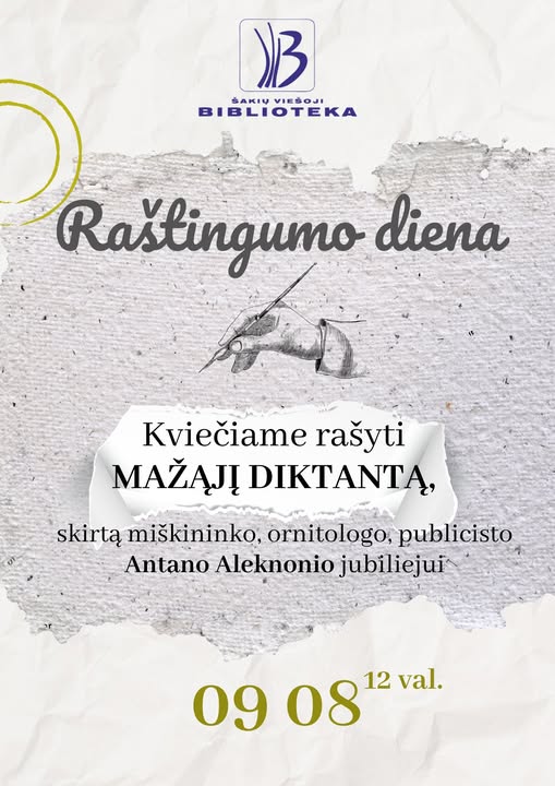 Raštingumo diena. Mažasis diktantas, skirtas Antano Aleknonio jubiliejui