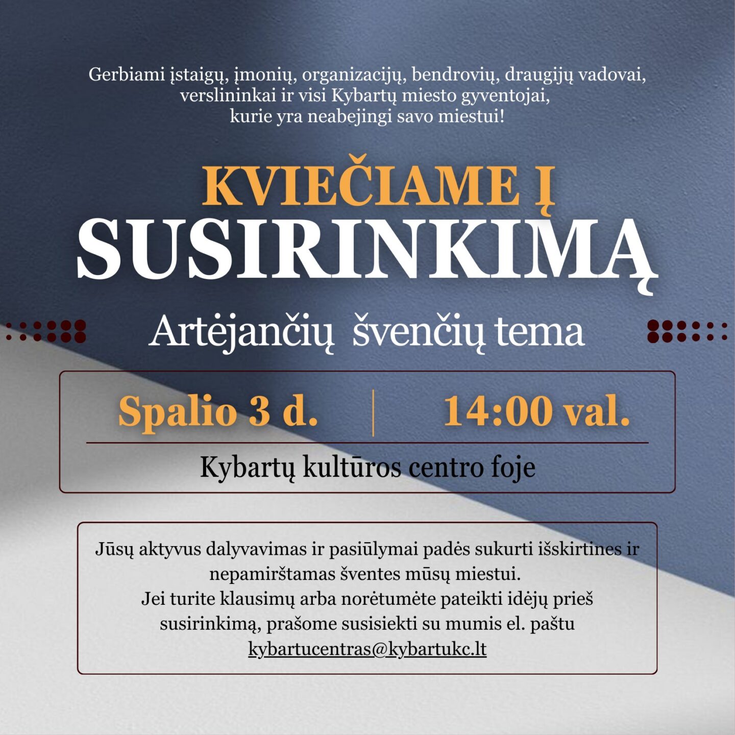 Susirinkimas artejančių švenčių tema Kybartuose