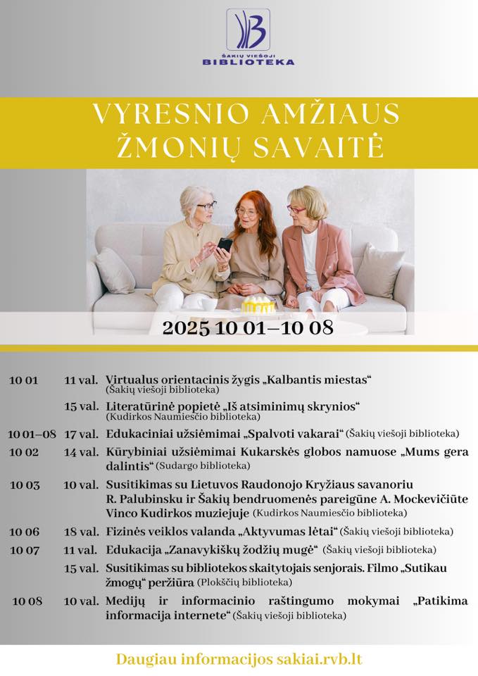 Vyresnio amžiaus žmonių savaitė Šakių rajono bibliotekose