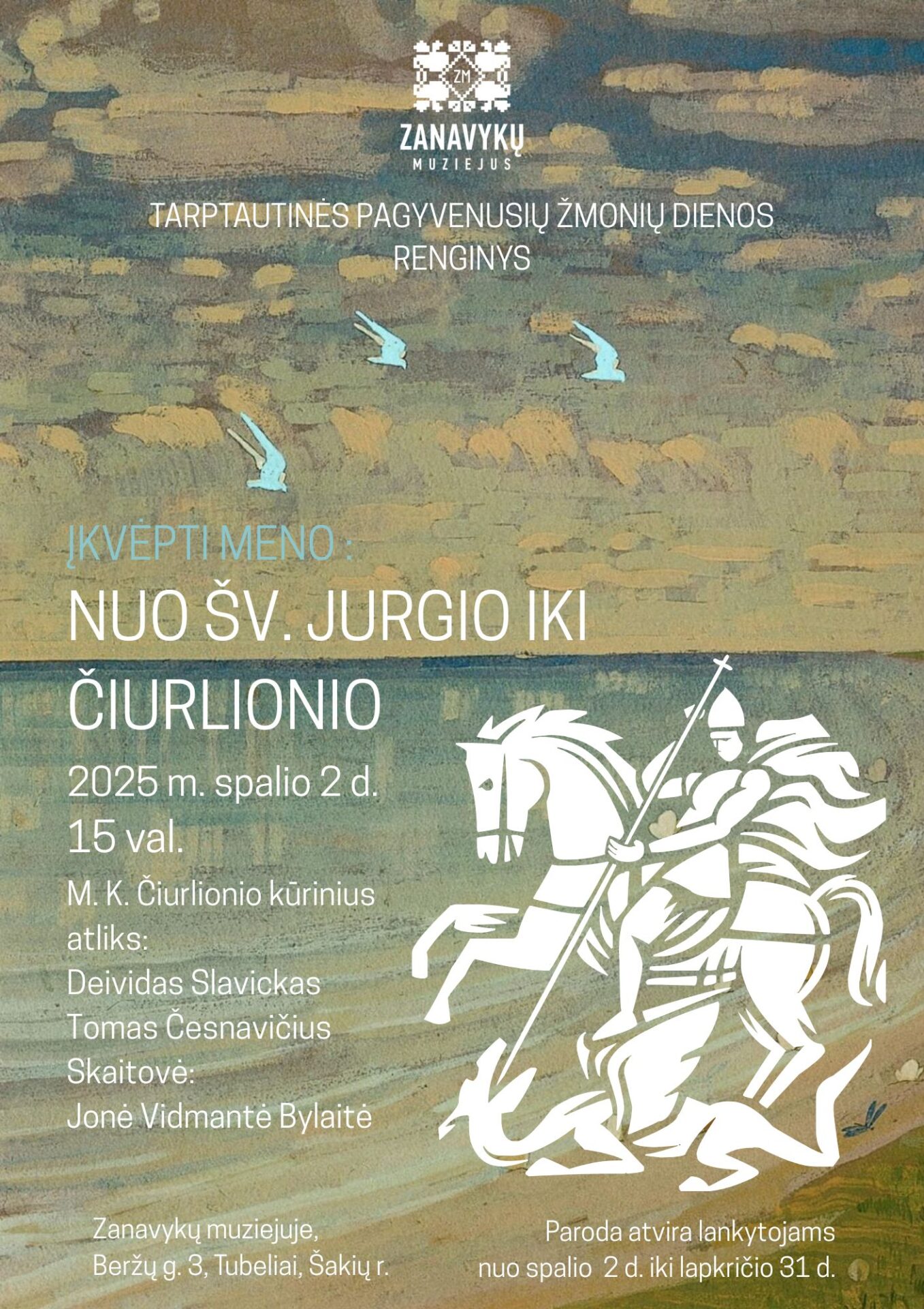 Tarptautinės pagyvenusių žmonių dienos renginys „Įkvėpti meno: nuo šv. Jurgio iki Čiurlionio“