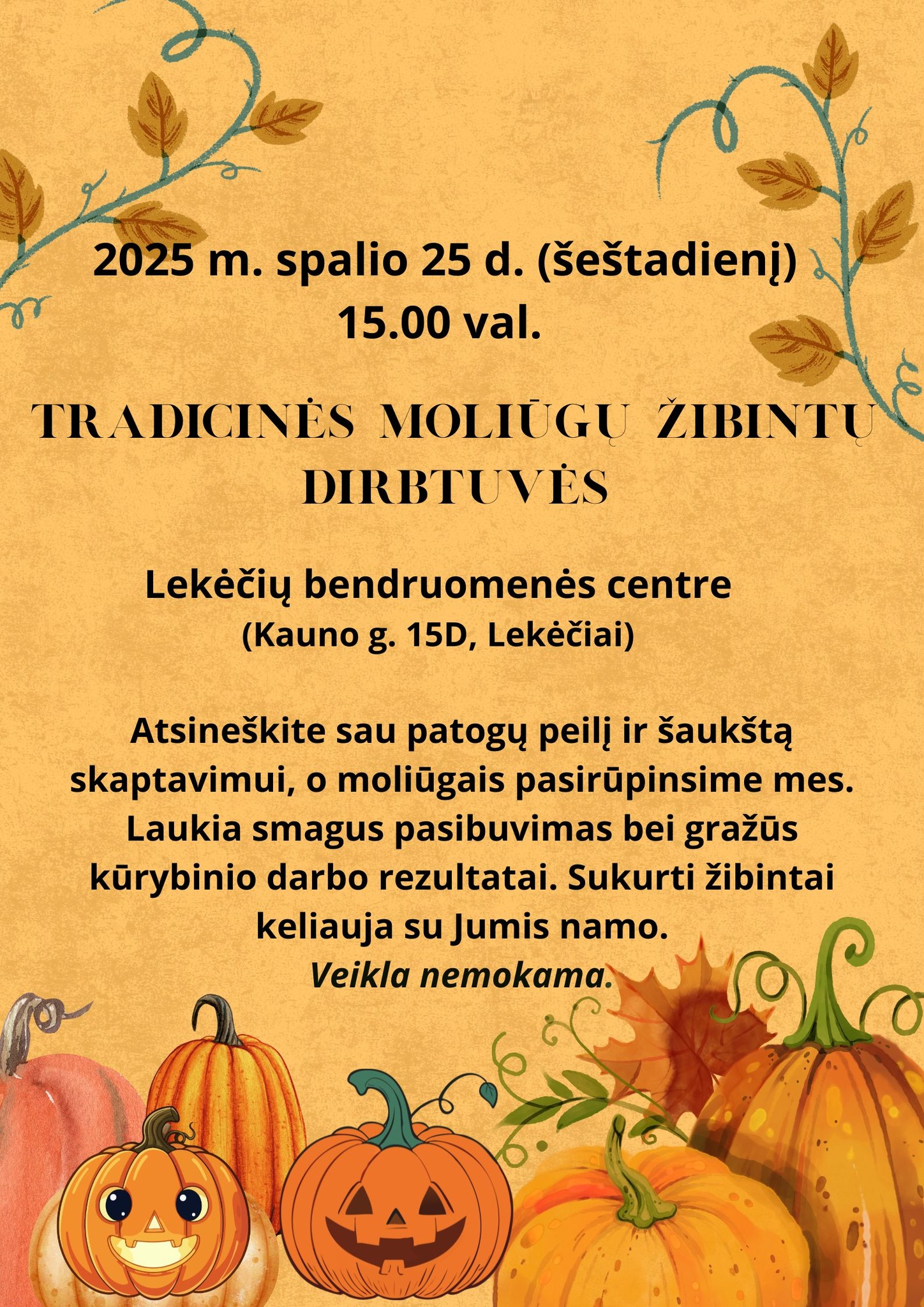 Edukacinės moliūgų žibintų dirbtuvės