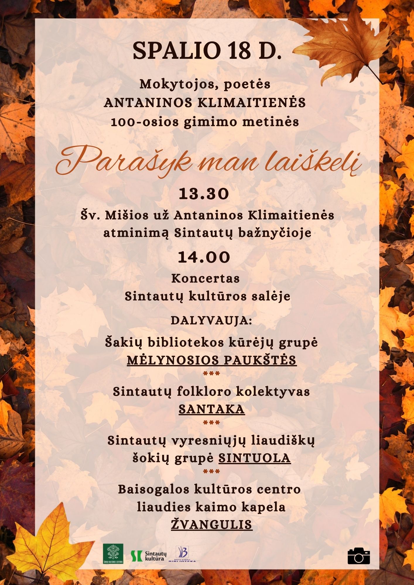 „Parašyk man laiškelį“. Koncertas, skirtas mokytojos Antaninos Klimaitienės 100-osioms gimimo metinėms paminėti