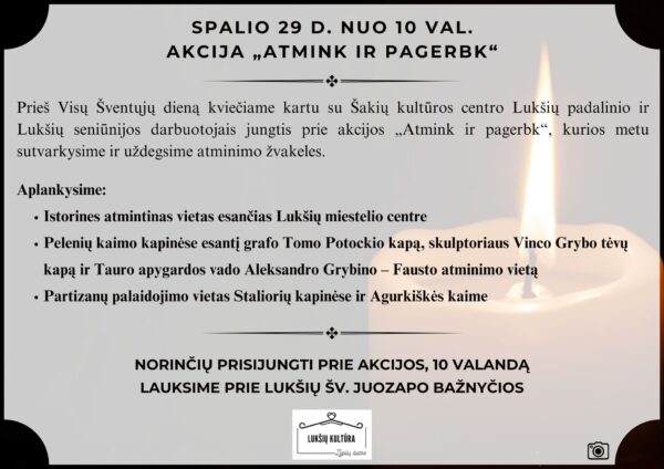 Visų šventųjų dienai skirta akcija „Atmink ir pagerbk“