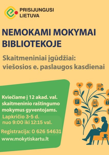 Nemokami mokymai: „Skaitmeniniai įgūdžiai: viešosios e. paslaugos kasdienai“