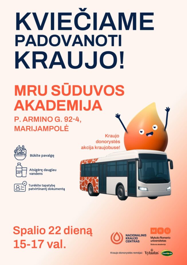 Kraujo donorystės akcija MRU Sūduvos akademijoje