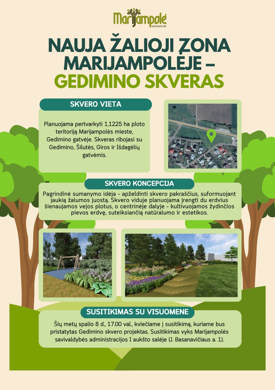 Planuojama nauja žalioji oazė – Gedimino skveras
