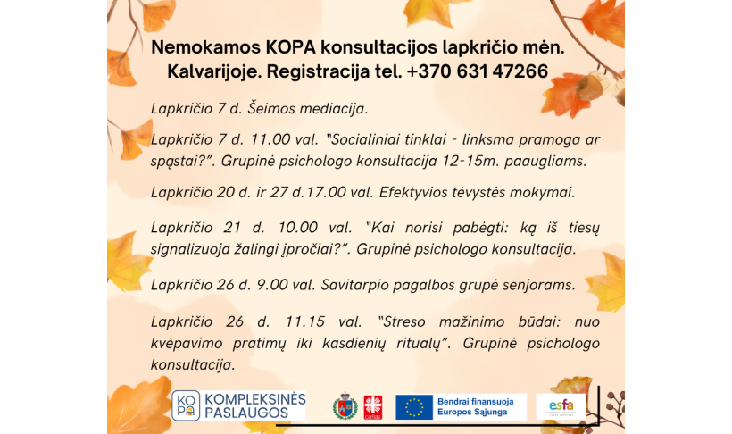 KOPA užsiėmimai Kalvarijos savivaldybėje