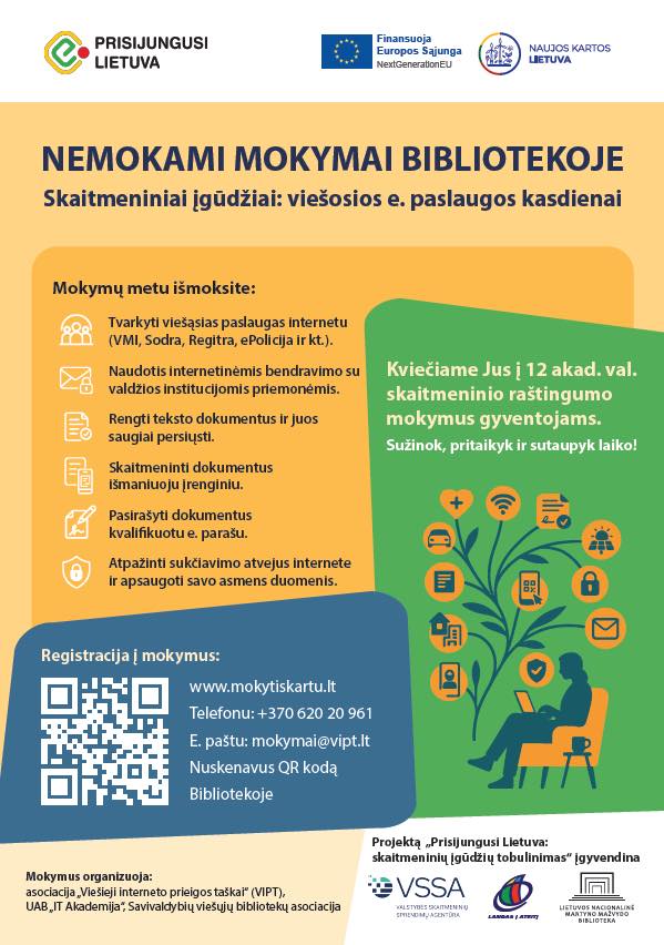 „PRISIJUNGUSI LIETUVA“ SKAITMENINIO RAŠTINGUMO MOKYMAI