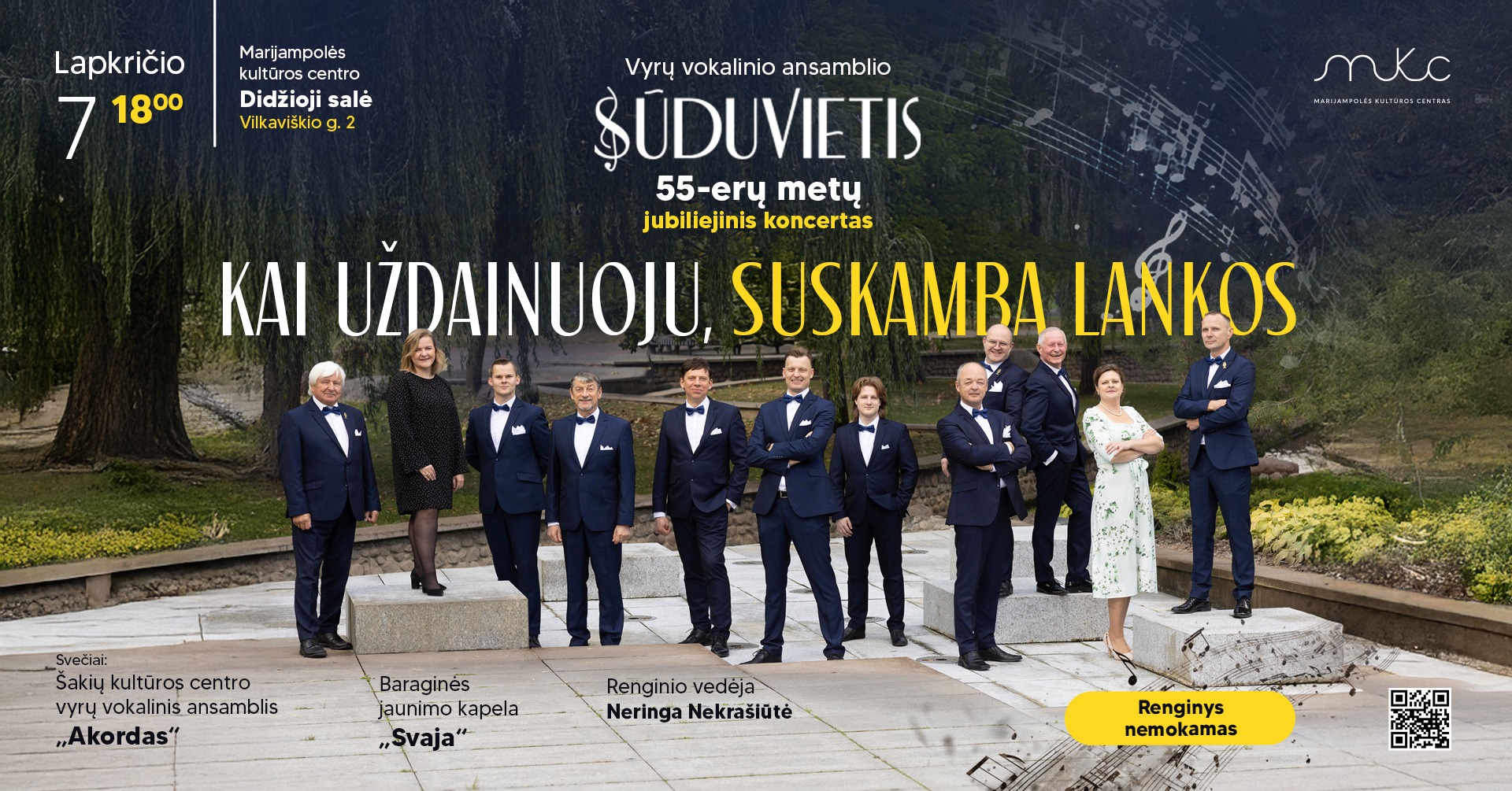 VYRŲ VOKALINIO ANSAMBLIO „SŪDUVIETIS“ JUBILIEJINIS KONCERTAS | MARIJAMPOLĖ