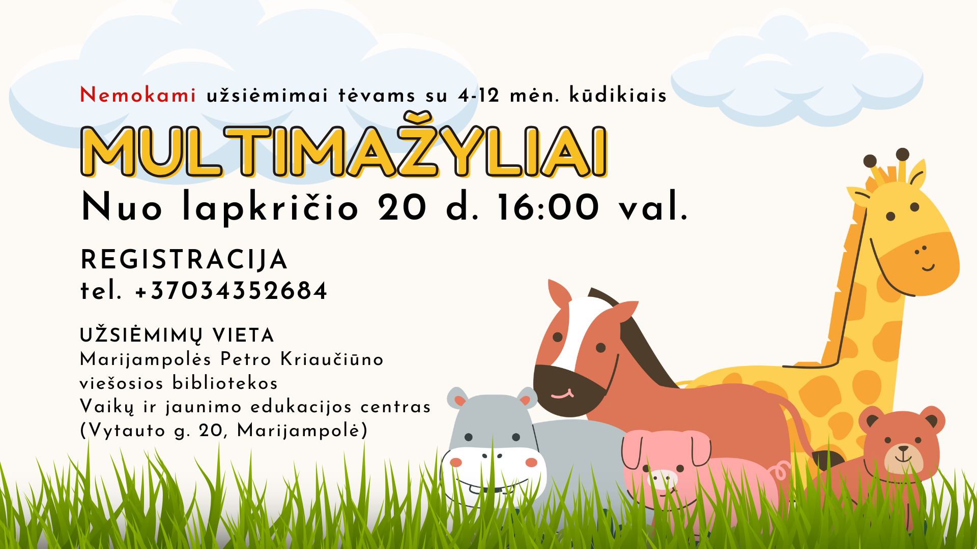 Multimažyliai / užsiėmimai tėvams su 4-11 mėn. kūdikiais