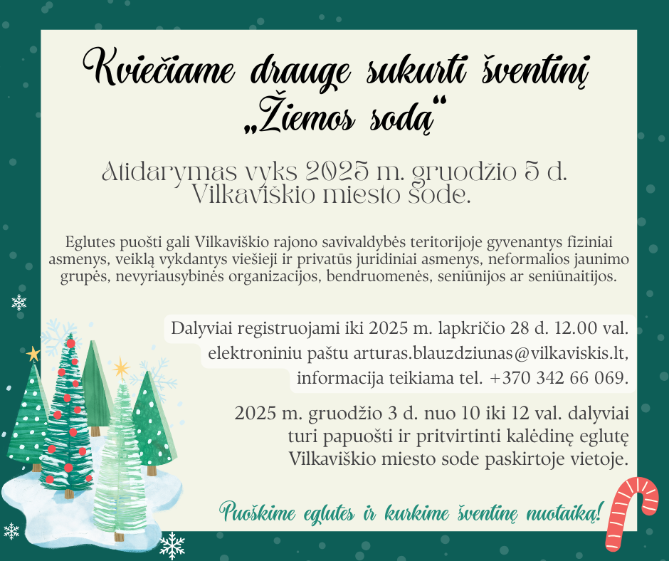 Vilkaviškyje kviečiama drauge sukurti šventinį „Žiemos sodą“