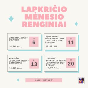 Lapkričio mėnesio renginiai Kalvarijos atviroje jaunimo erdvėje „Vietukė“