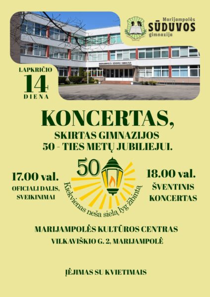 Marijampolės Sūduvos gimnazijai – 50 metų!