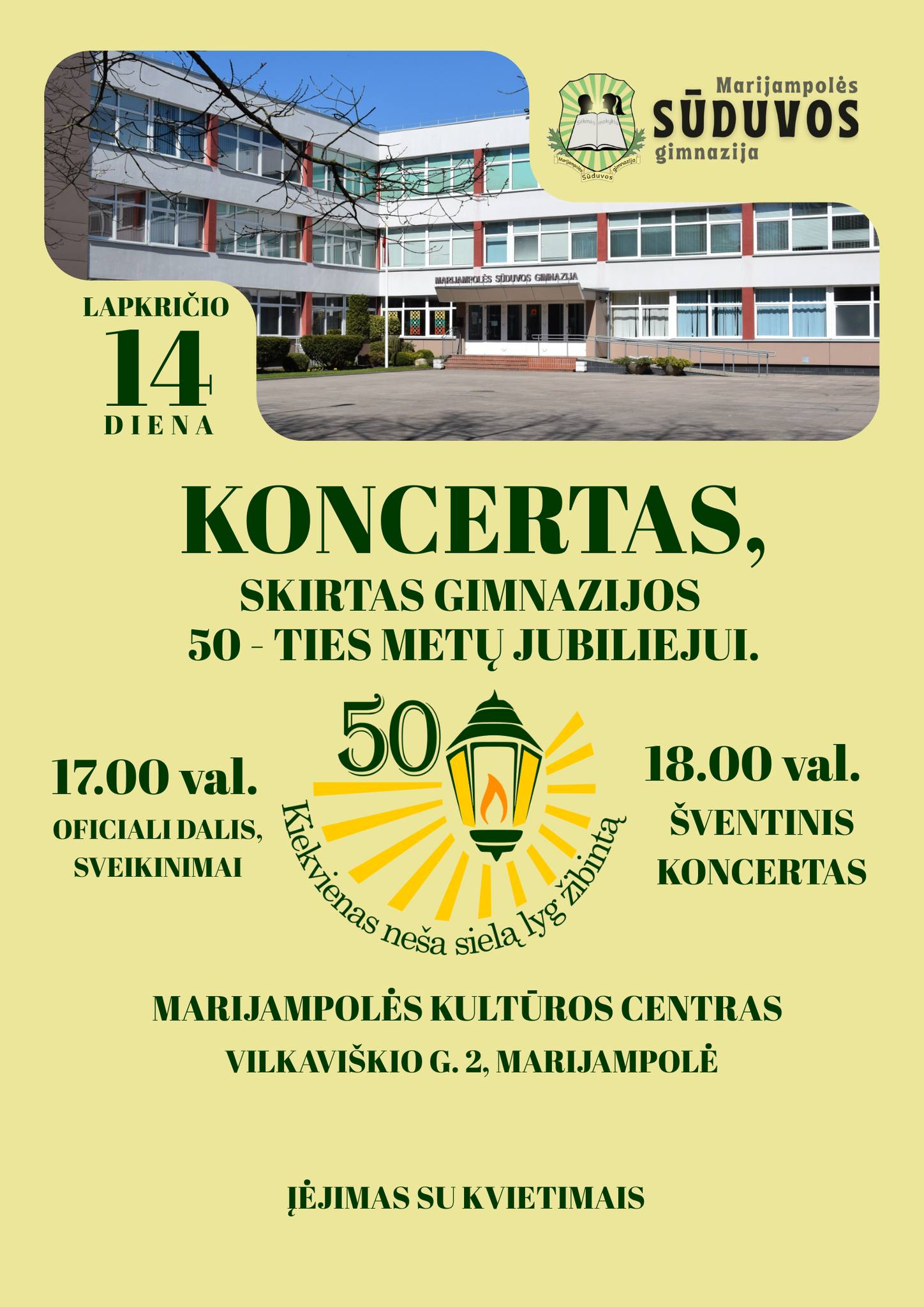 Marijampolės Sūduvos gimnazijai – 50 metų!