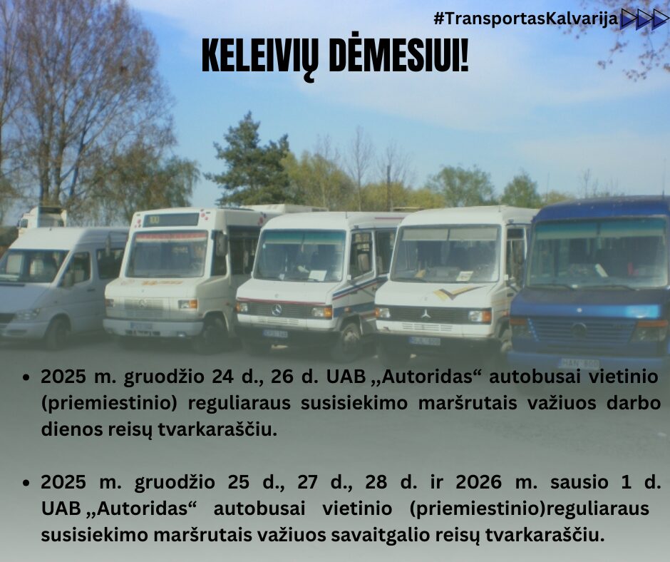 Šventiniu laikotarpiu - ,Autoridas“  vietinio (priemiestinio) reisų pasikeitimai