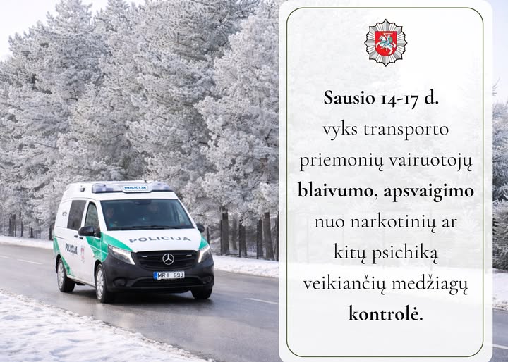 Pareigūnai vykdys transporto priemonių vairuotojų patikrinimus