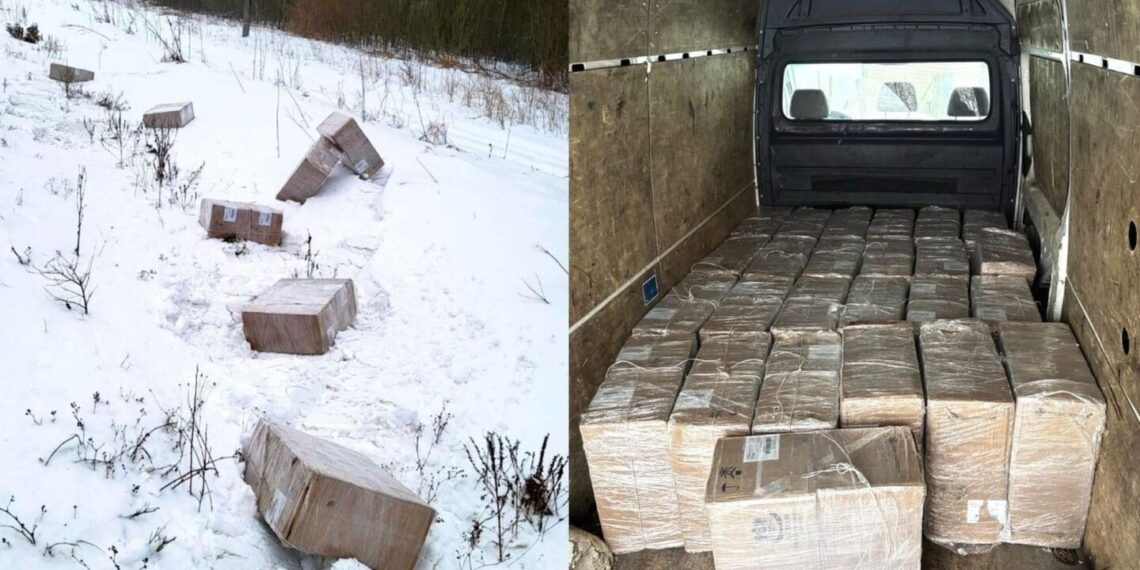 Vilkaviškio rajone sulaikyti du vietos gyventojai ir didelės vertės cigarečių krovinys, greičiausiai išmestas iš traukinio