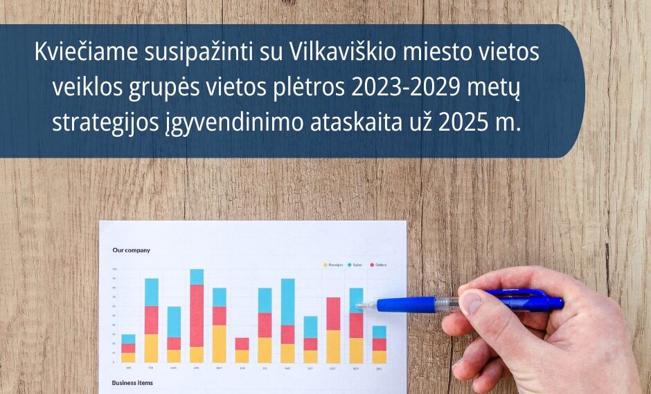 Kviečiama susipažinti su Vilkaviškio miesto vietos veiklos grupės vietos plėtros 2023-2029 metų strategijos įgyvendinimo ataskaita už 2025 m.