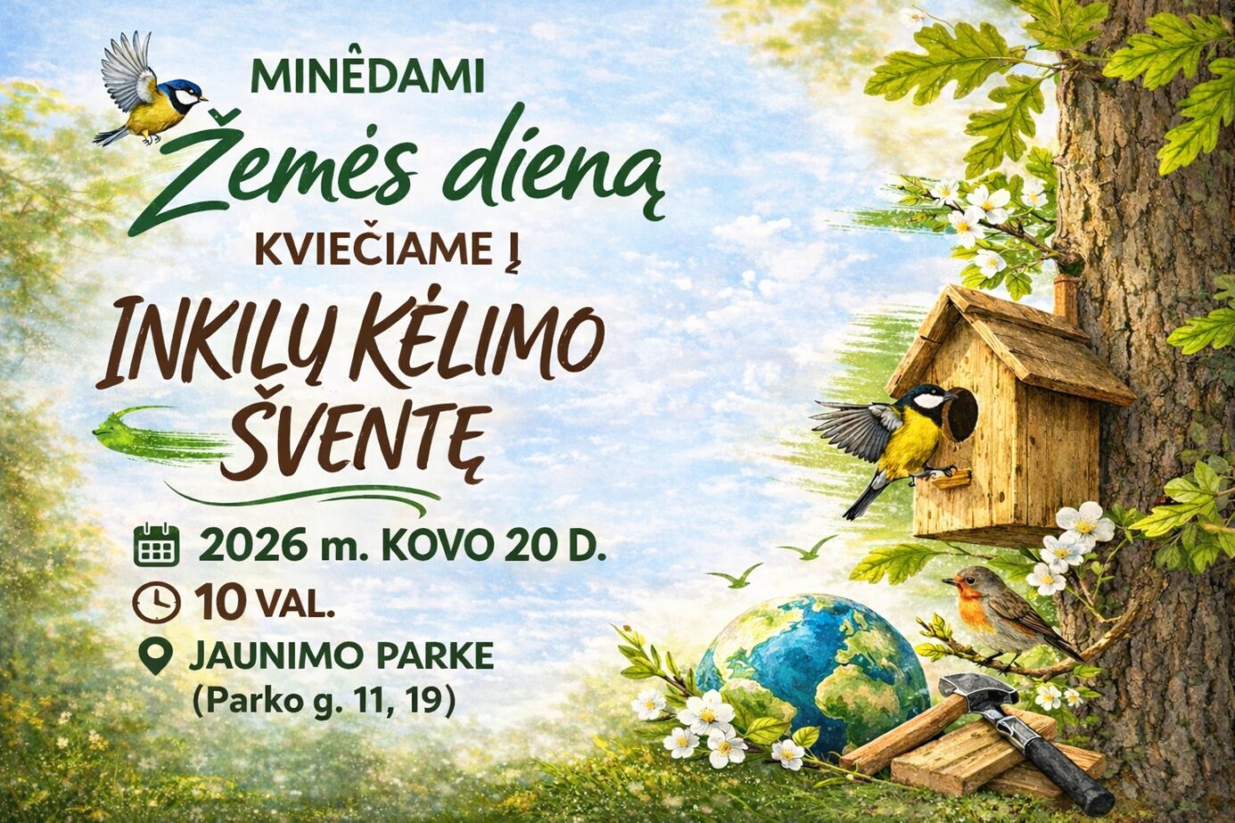 Minint Žemės dieną jaunieji marijampoliečiai kviečiami į inkilų kėlimo šventę
