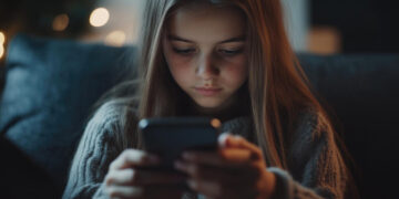 Paauglės naudojimasis telefonu