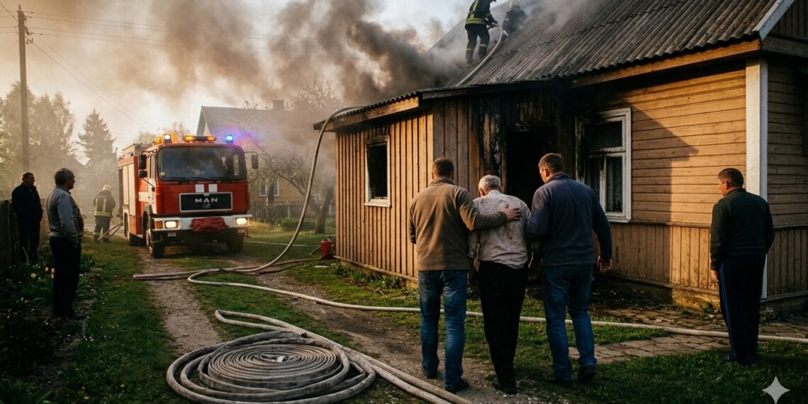 Dramatiškas gaisras Vilkaviškio rajone: kaimynas iš liepsnų išvedė nukentėjusį šeimininką