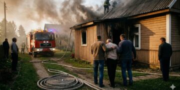 Dramatiškas gaisras Vilkaviškio rajone: kaimynas iš liepsnų išvedė nukentėjusį šeimininką