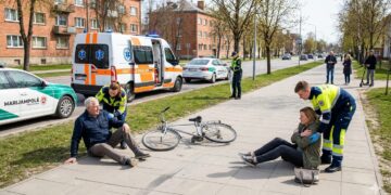 Marijampolėje dviratininkas kliudė moterį: abiem prireikė medikų pagalbos