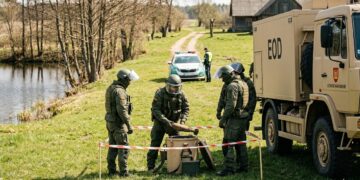 Pavojus Ožkabaliuose: išminuotojai sunaikino prie tvenkinio rastą miną